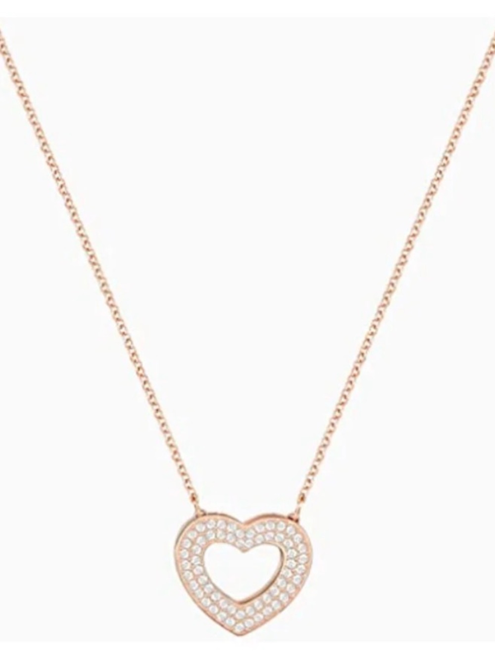 Swarovski Rose Gold Double Heart Pendant Necklace with Clear Crystals NWT - Picture 8 of 8
